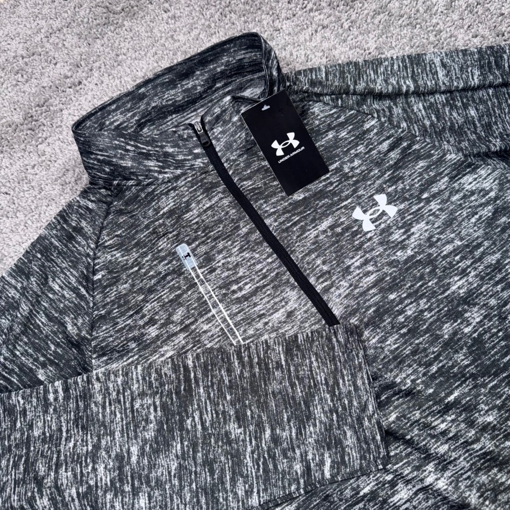 Under Armour HeatGear 1/4 Zip Men Stretch Space Dye Gray Large NEW